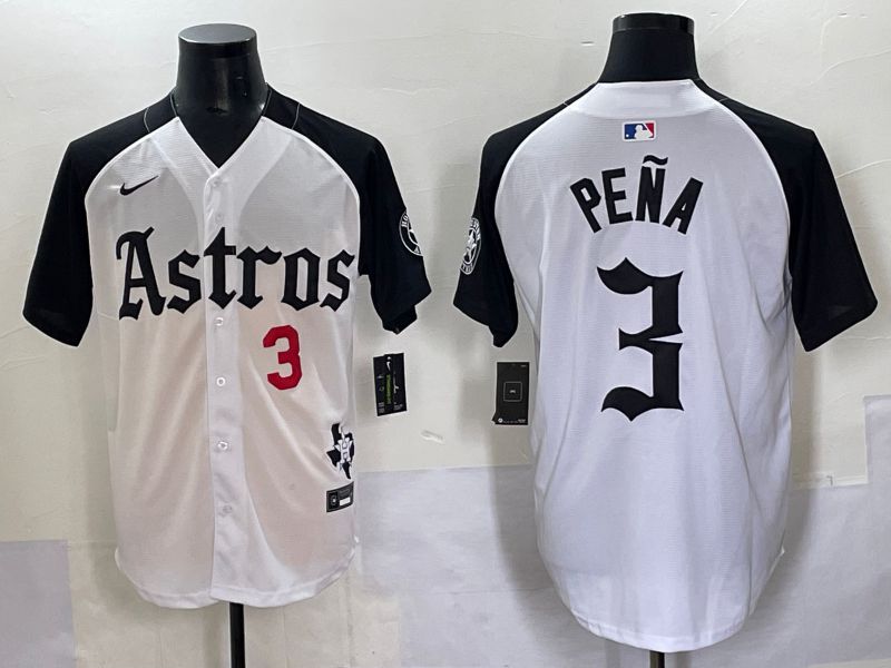 Men 2025 Houston Astros #3 Pena white black Five generations Joint Name Nike MLB Jersey style 2->houston astros->MLB Jersey